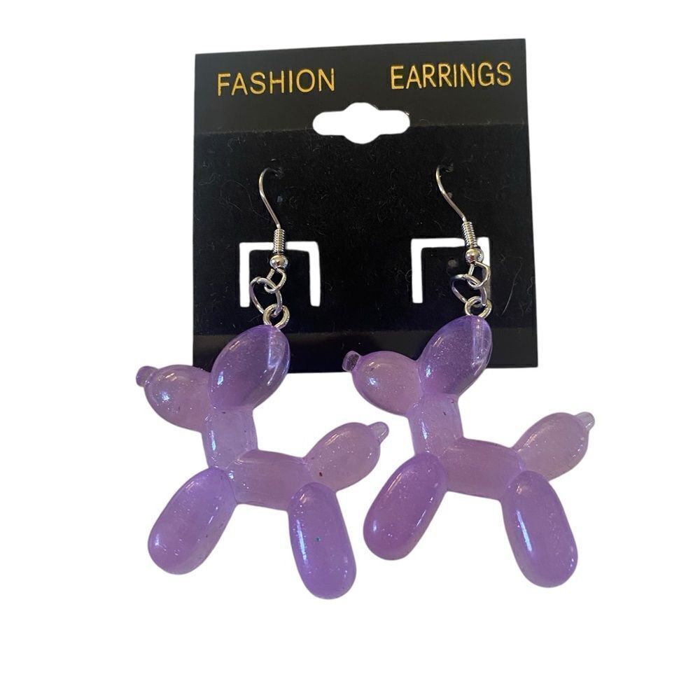 Lavender Balloon Dog Earrings.